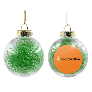 StackOverflow, Χριστουγεννιάτικη μπάλα δένδρου διάφανη με πράσινο γέμισμα 8cm
