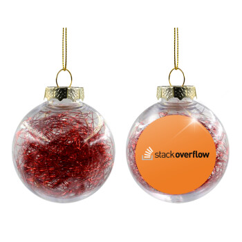 StackOverflow, Χριστουγεννιάτικη μπάλα δένδρου διάφανη με κόκκινο γέμισμα 8cm