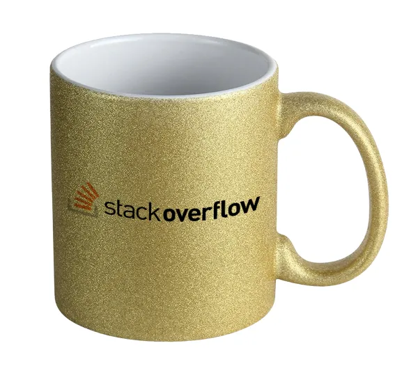 StackOverflow — Κούπα Χρυσή Glitter που γυαλίζει, κεραμική, 330ml