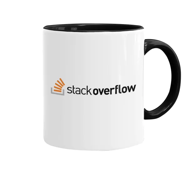 StackOverflow — Κούπα χρωματιστή μαύρη, κεραμική, 330ml