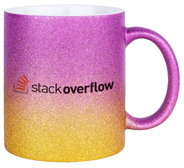 StackOverflow — Gold/pink glitter mug, ceramic, 330ml