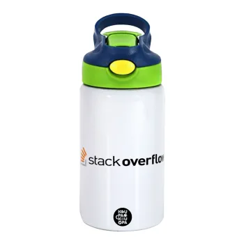 StackOverflow, Παιδικό παγούρι θερμό, ανοξείδωτο, με καλαμάκι ασφαλείας, πράσινο/μπλε (350ml)