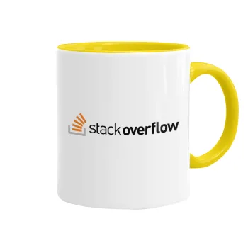 StackOverflow, Κούπα χρωματιστή κίτρινη, κεραμική, 330ml