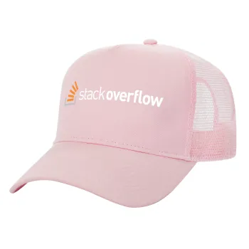 StackOverflow, Καπέλο Ενηλίκων Structured Trucker, με Δίχτυ, ΡΟΖ (100% ΒΑΜΒΑΚΕΡΟ, ΕΝΗΛΙΚΩΝ, UNISEX, ONE SIZE)