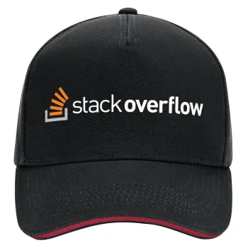 StackOverflow, DRILL Adult Ultimate Hat BLACK/RED, (100% COTTON, ADULT, UNISEX, ONE SIZE)