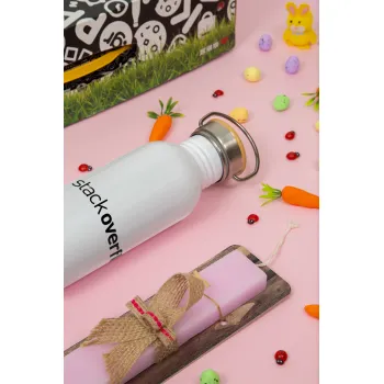 StackOverflow, Easter Set, SS Metallic water bottle (620ml, stainless steel) & scented flat Easter candle (30cm) (PINK)