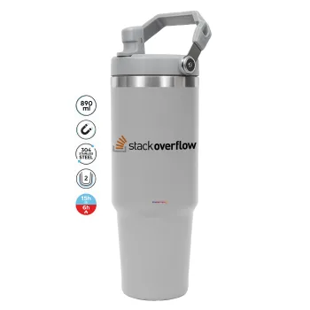 StackOverflow, GREY color, 890ml (30oz) stainless Steel Tumbler with Handle