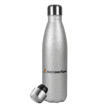 StackOverflow, Metallic Glitter Silver Thermos Flask (Stainless steel), double-walled, 500ml