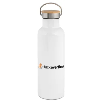 StackOverflow, Stainless steel White with wooden lid (bamboo), double wall, 750ml