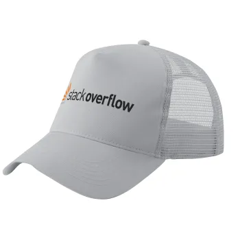 StackOverflow, Trucker Hat with Mesh, GREY, (COTTON, KIDS, UNISEX, ONE SIZE)