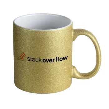 StackOverflow, Κούπα Χρυσή Glitter που γυαλίζει, κεραμική, 330ml