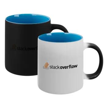 StackOverflow, Κούπα Μαγική εσωτερικό μπλε, κεραμική 330ml που αλλάζει χρώμα με το ζεστό ρόφημα