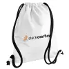 Backpack pouch GYMBAG white, with pocket (40x48cm) & thick cords