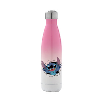 Stitch hello!!!, Metal mug thermos Pink/White (Stainless steel), double wall, 500ml