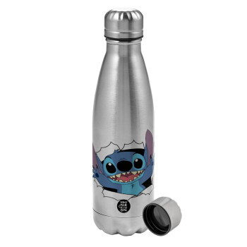 Stitch hello!!!, Metallic water bottle, stainless steel, 750ml