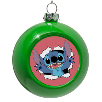 Stitch hello!!!, Green Christmas tree ornament bauble 8cm