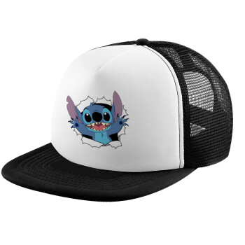Stitch hello!!!, Καπέλο Soft Trucker με Δίχτυ Black/White 