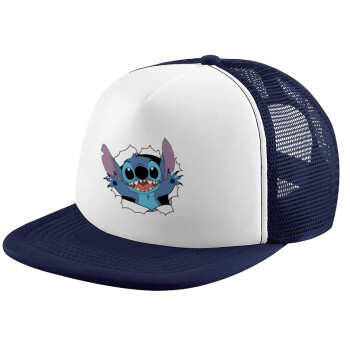 Stitch hello!!!, Καπέλο Soft Trucker με Δίχτυ Dark Blue/White 