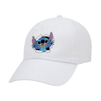 Stitch hello!!!, Καπέλο Ενηλίκων Baseball Λευκό 5-φύλλο (POLYESTER, ΕΝΗΛΙΚΩΝ, UNISEX, ONE SIZE)