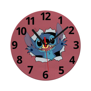 Stitch hello!!!, Ρολόι τοίχου γυάλινο (20cm)