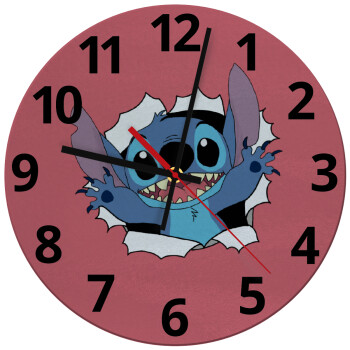 Stitch hello!!!, Ρολόι τοίχου γυάλινο (30cm)