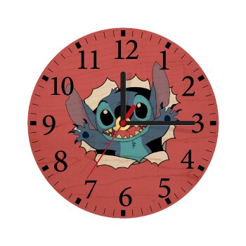 Stitch hello!!!, Ρολόι τοίχου ξύλινο plywood (20cm)