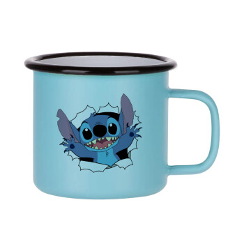 Stitch hello!!!, Κούπα Μεταλλική εμαγιέ ΜΑΤ σιέλ 360ml