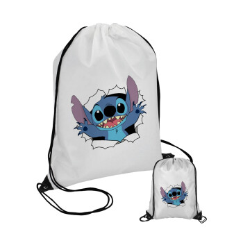 Stitch hello!!!, Τσάντα πουγκί με μαύρα κορδόνια (1 τεμάχιο)