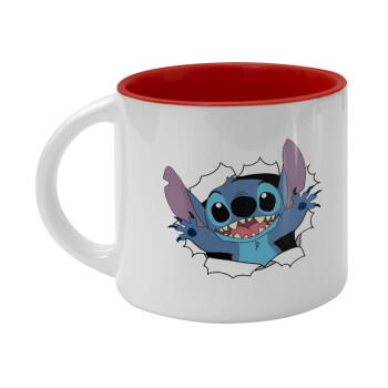 Stitch hello!!!, Κούπα κεραμική 400ml Λευκή/Κόκκινη