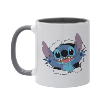 Stitch hello!!!, Mug colored grey, ceramic, 330ml