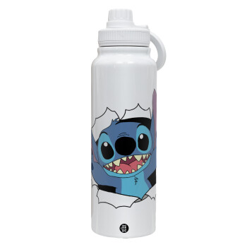 Stitch hello!!!, 1L Stainless Steel Thermal Bottle with Phone Holder & Double Wall Insulation