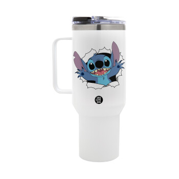 Stitch hello!!!, Mega Tumbler με καπάκι, διπλού τοιχώματος (θερμό) 1,2L