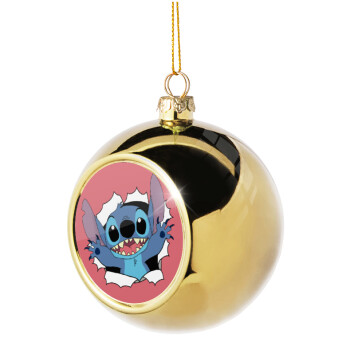 Stitch hello!!!, Χριστουγεννιάτικη μπάλα δένδρου Χρυσή 8cm