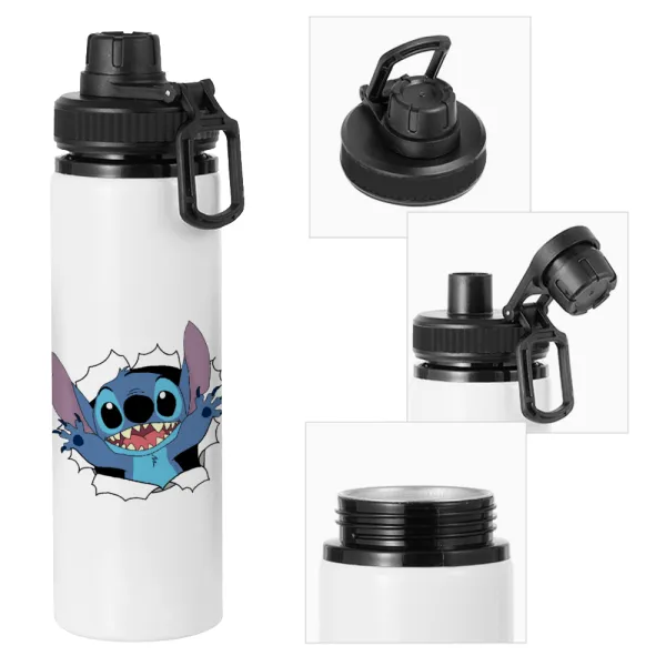 Stitch hello!!! — Μεταλλικό παγούρι νερού με καπάκι ασφαλείας, αλουμινίου 850ml
