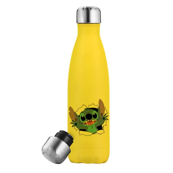 Stitch hello!!! — Yellow Stainless Steel Metallic Thermos, double-walled, 500ml