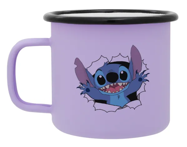 Stitch hello!!! — Κούπα Μεταλλική εμαγιέ ΜΑΤ Light Pastel Purple 360ml