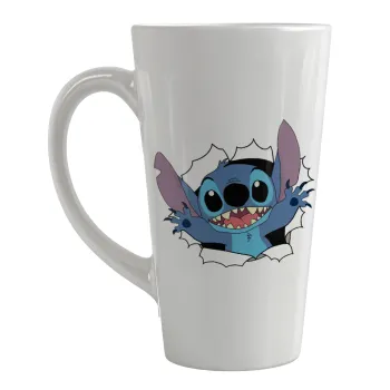 Stitch hello!!!, Κούπα κωνική Latte Μεγάλη, κεραμική, 450ml