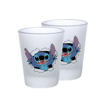 Stitch hello!!!, Σφηνοπότηρα γυάλινα 45ml του πάγου (2 τεμάχια)