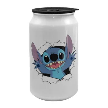 Stitch hello!!!, Κούπα ταξιδιού μεταλλική με καπάκι (tin-can) 500ml