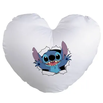 Stitch hello!!!, Μαξιλάρι καναπέ καρδιά 40x40cm περιέχεται το  γέμισμα