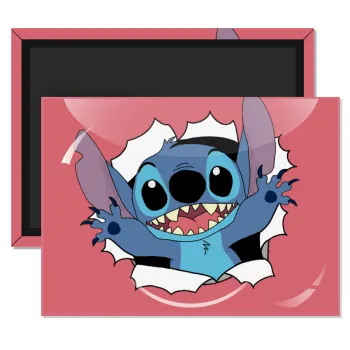 Stitch hello!!!, Ορθογώνιο μαγνητάκι ψυγείου διάστασης 9x6cm
