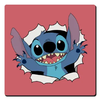 Stitch hello!!!, Τετράγωνο μαγνητάκι ξύλινο 6x6cm