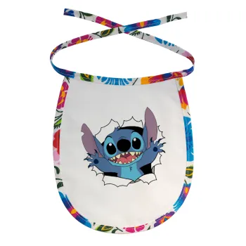Stitch hello!!!, Σαλιάρα μωρού αλέκιαστη με κορδόνι Χρωματιστή
