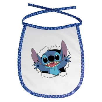Stitch hello!!!, Σαλιάρα μωρού αλέκιαστη με κορδόνι Μπλε