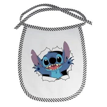 Stitch hello!!!, Σαλιάρα μωρού αλέκιαστη με κορδόνι Μαύρη