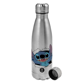 Stitch hello!!!, Metallic water bottle, stainless steel, 750ml
