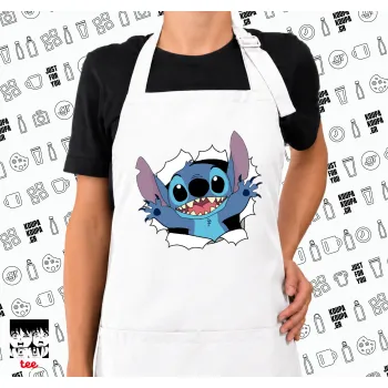 Stitch hello!!!, Ποδιά μακριά Σεφ ολόσωμη με τσέπες white (ΕΝΗΛΙΚΩΝ)