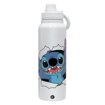 Stitch hello!!!, Θερμός 1L Ανοξείδωτο με Βάση Κινητού & Διπλά Τοιχώματα
