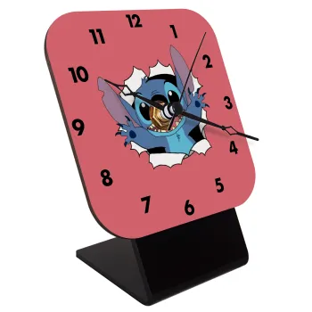 Stitch hello!!!, Επιτραπέζιο ρολόι ξύλινο με δείκτες (10cm)