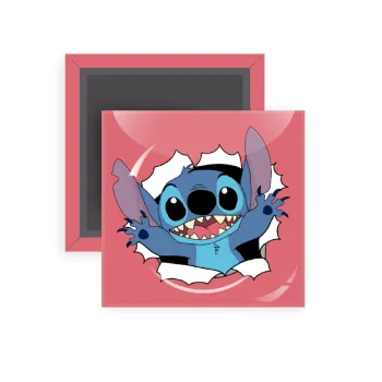 Stitch hello!!!, Μαγνητάκι ψυγείου τετράγωνο διάστασης 5x5cm